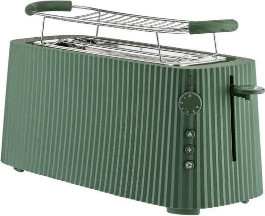 Alessi Plissé Tostapane Lungo 1700W Verde con Griglia Scalda Brioche