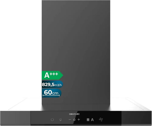Cappa Aspirante 60 cm Cecotec Bolero Flux TT Inox Scuro, 829,5 m³/h, Controllo Gestuale, Doppio Booster, Filtri Lavabili, Sensore Calore