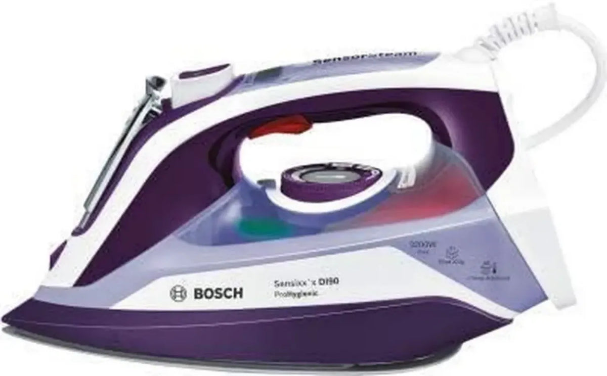Ferro da Stiro Bosch DI90 3200W con Piastra Ceranium Glissée Pro, Vapore e Secco, Viola/Bianco