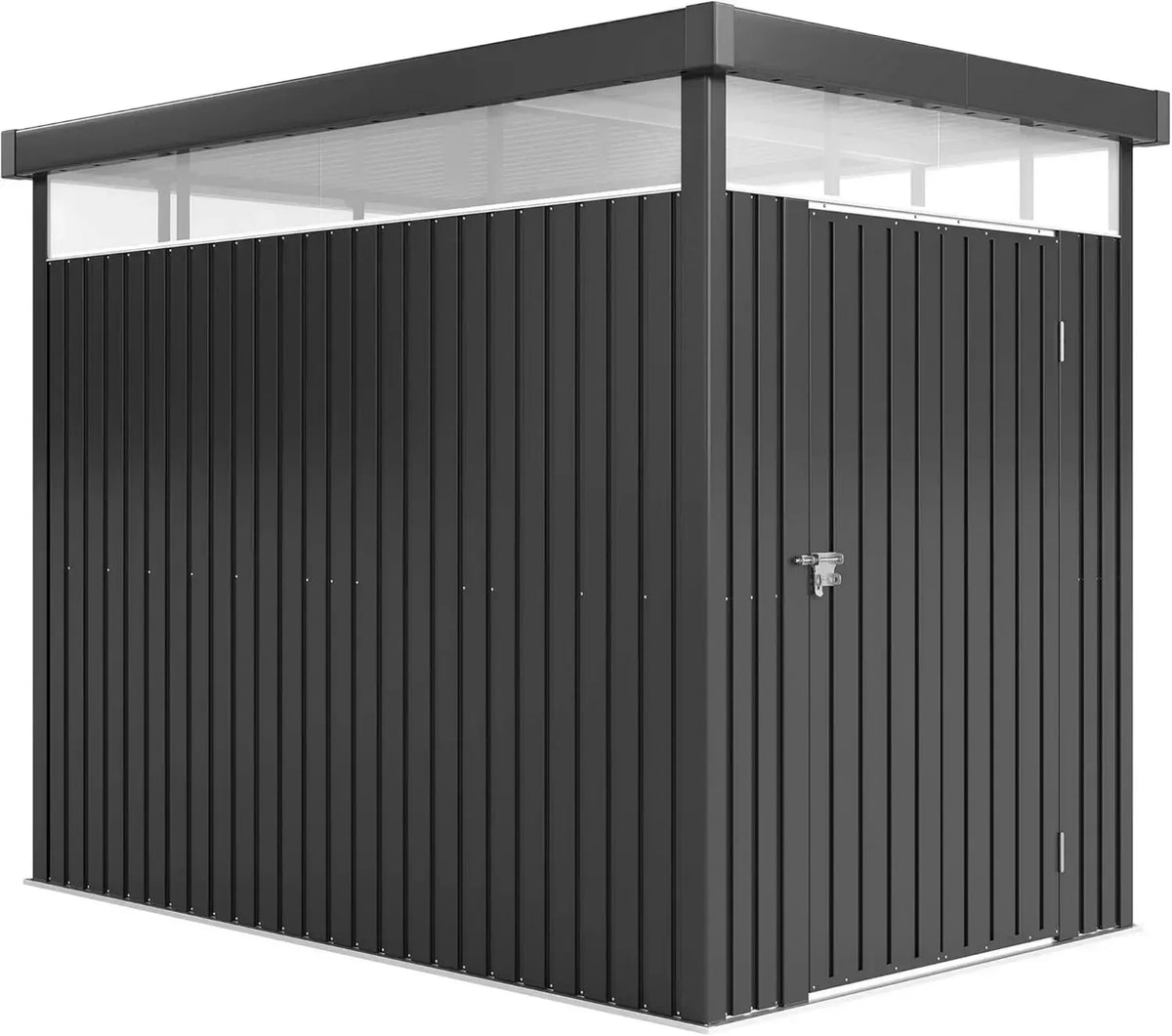 Capanno da Giardino in Acciaio 4m² con Finestre Acriliche e Porta Sicura, Grigio