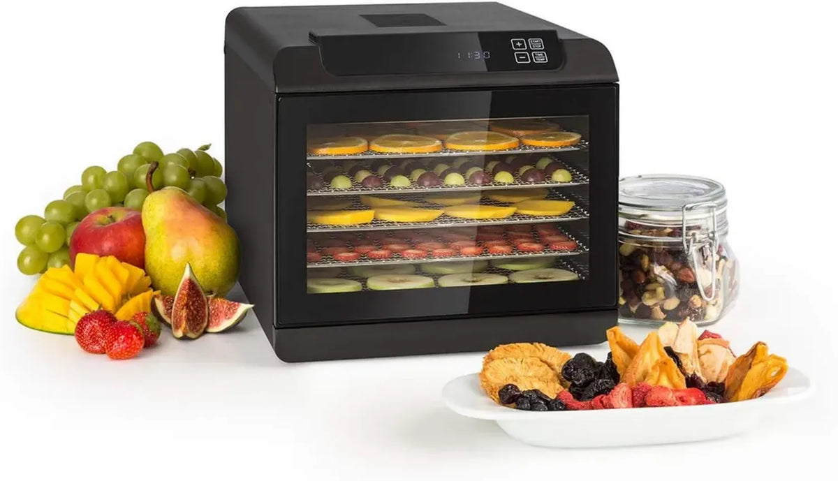 Deidratatore KLARSTEIN Arizona - Essiccatore Multifunzione per Carne e Frutta, 500W con 6 Ripiani Lavabili