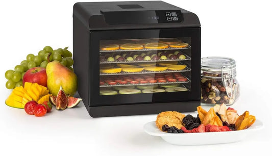 Deidratatore KLARSTEIN Arizona - Essiccatore Multifunzione per Carne e Frutta, 500W con 6 Ripiani Lavabili