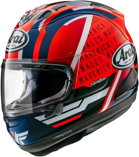Casco Moto Arai RX-7V Evo Maverick 2023, Rosso/Blu, Taglia S