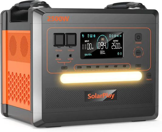 SolarPlay Centrale Elettrica Portatile 2304Wh, Uscita 2500W, Batteria LiFePO4