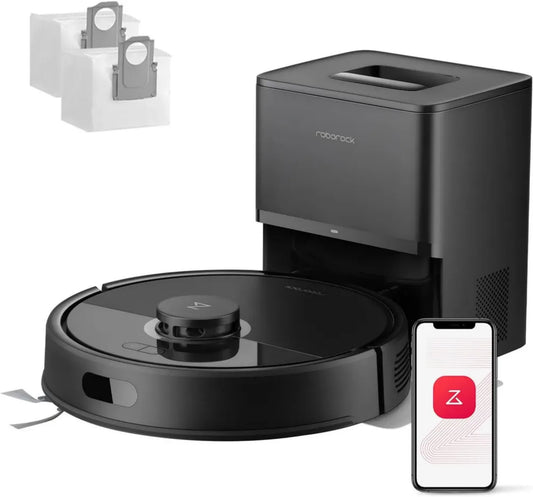 Robot Aspirapolvere Roborock Q7 con Stazione di Svuotamento, 8000 Pa, Controllo Acqua Regolabile, Antigroviglio, Potenziamento Tappeti, Colore Nero