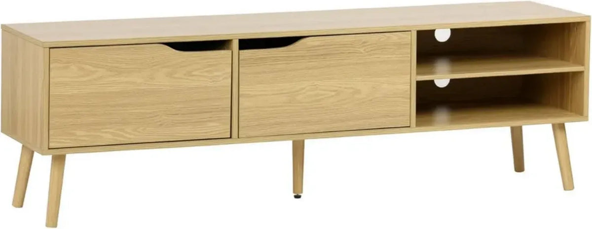 Mobile TV con 2 Ante Effetto Noce e Nepal, 160x40x50 cm, Stile Moderno