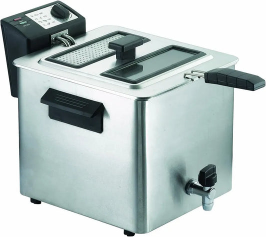 Friggitrice Elettrica RGV 8L con Rubinetto di Scarico e Cestello in Acciaio Inox