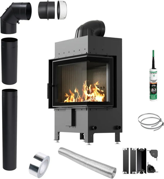 Inserto Caminetto Angolare DX Kratki Lucy 12 kW Nero