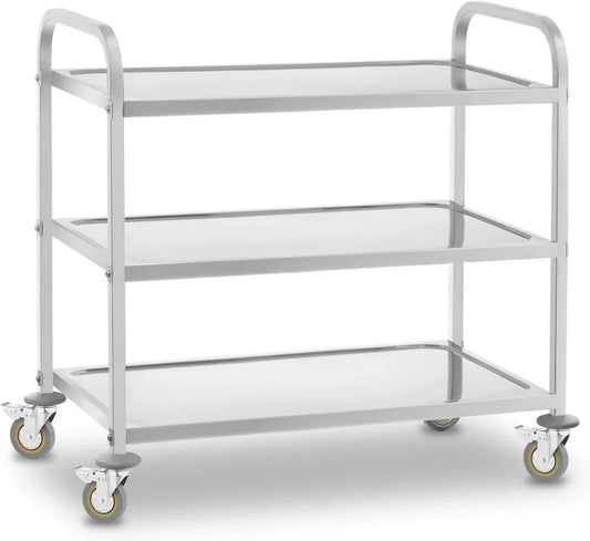 Carrello Portavivande in Acciaio Inox con 3 Ripiani e Ruote - 150 Kg Capacità