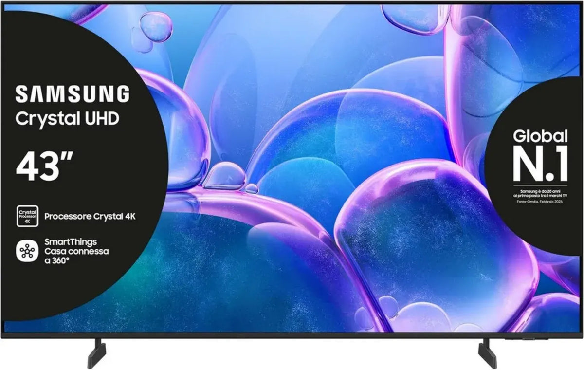 Samsung TV UHD 4K Smart 43'' con Processore Crystal e Design Metallico, HDR e Suono Adattivo