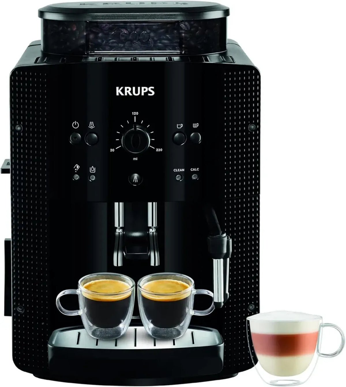 Krups - Macchina da caffè espresso con macinacaffè integrato e vaporizzatore in acciaio inox Nero