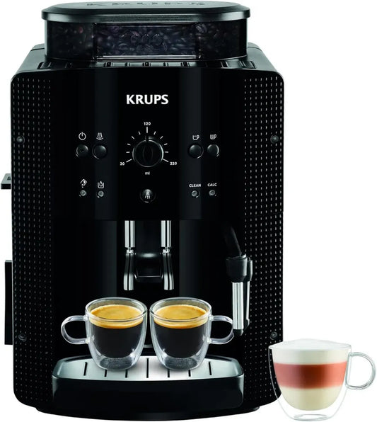 Krups - Macchina da caffè espresso con macinacaffè integrato e vaporizzatore in acciaio inox Nero