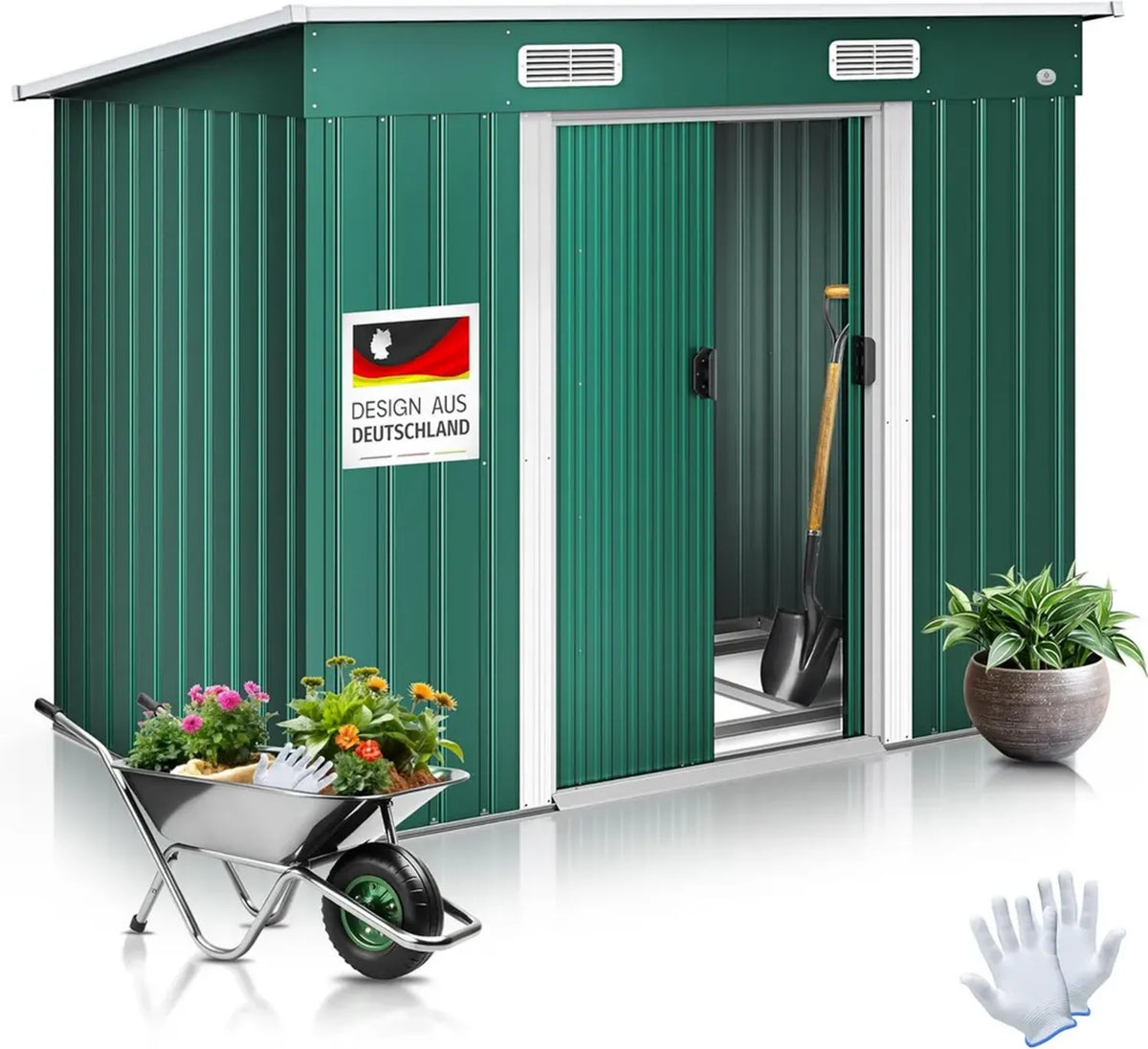 KESSER - Capanno in Metallo per Attrezzi con Porte Scorrevoli, 210x132x186 cm