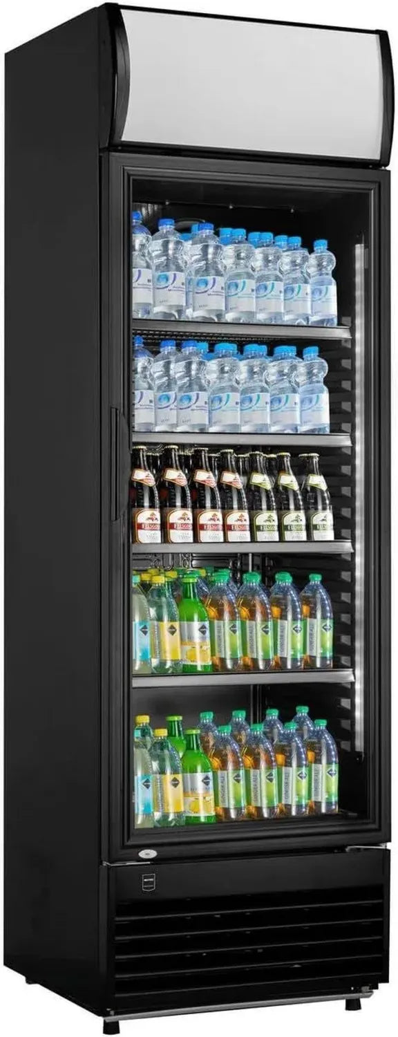 Frigorifero per Bevande METRO Professional 324L con Porta Vetro e Serratura, 4 Ripiani Regolabili, Illuminazione LED, 180W (Nero)