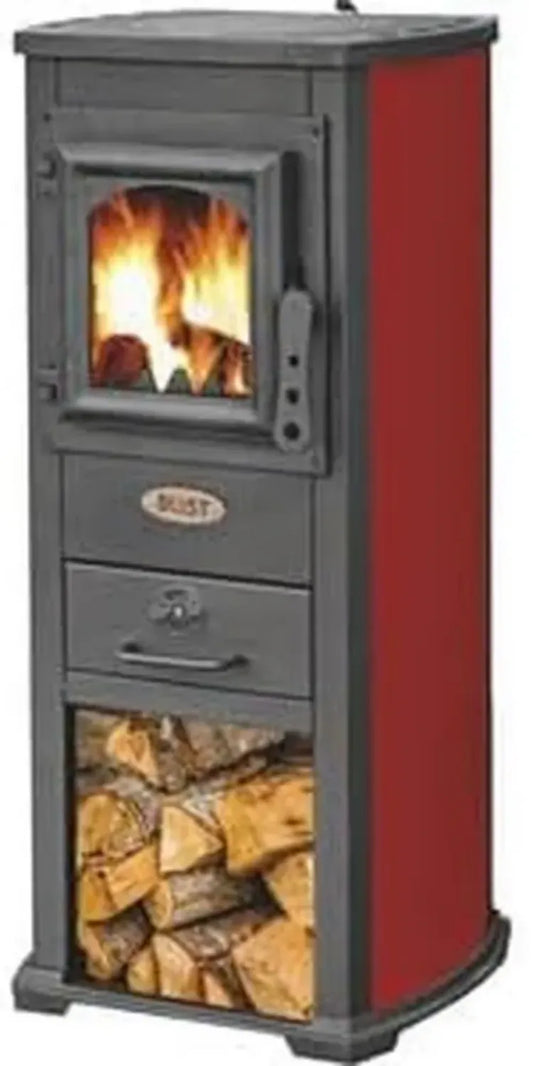 Stufa a Legna Berna Lux 5,3 kW, 46x33x90 cm, Colore Rosso