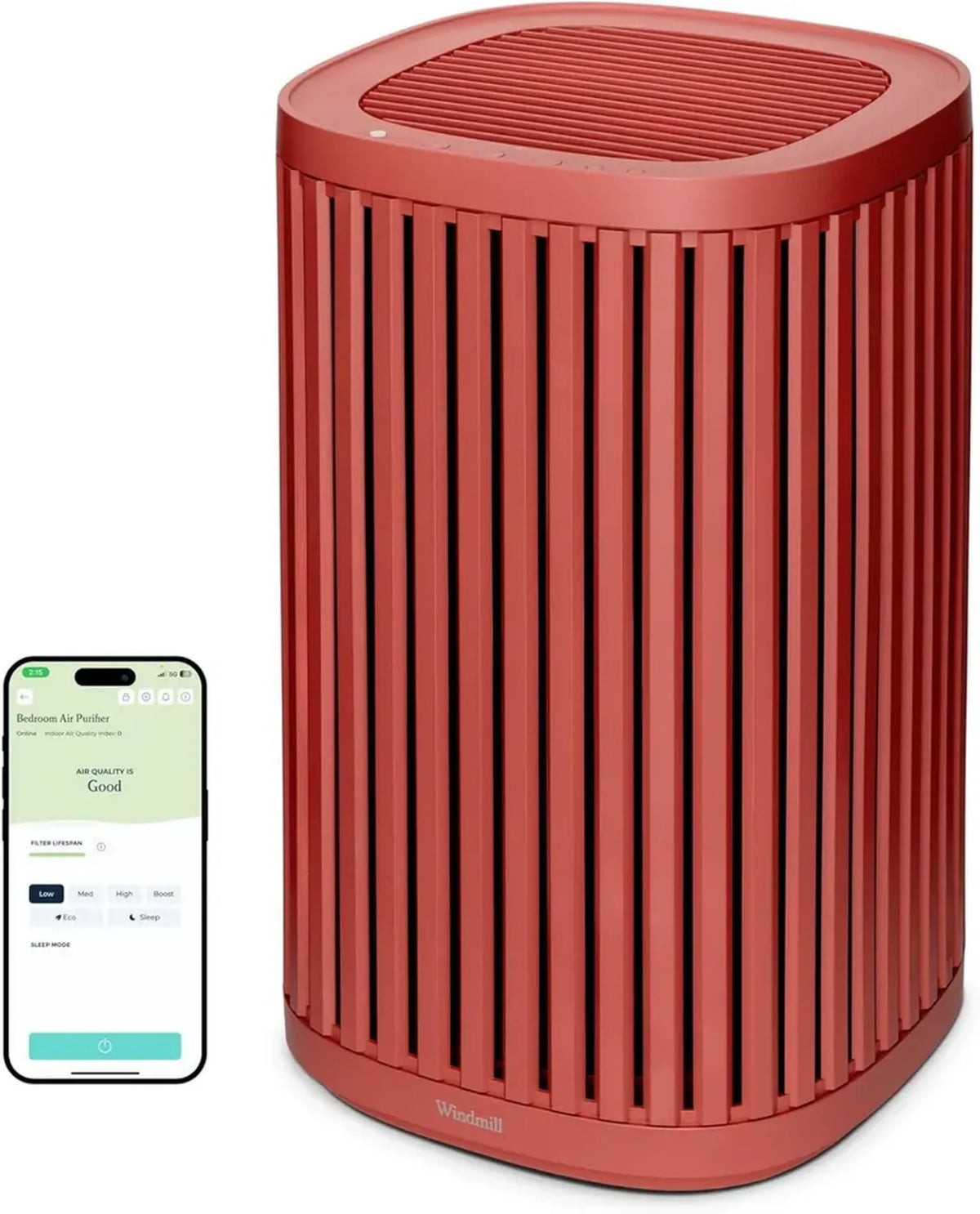 Purificatore d'Aria Windmill con Filtro HEPA 3 in 1 e Carbone Attivo, Ideale per Rimuovere Polvere, Peli di Animali e Polline, Copertura Fino a 1 Ora di Funzionamento