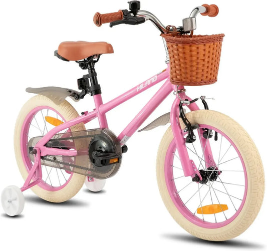HILAND Spark Bici per Bambina 3-8 Anni, Vintage con Cestino e Freni, 14/16/18'