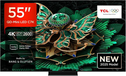 TCL 55C7K TV 55'' QD-Mini LED 4K HDR, Google TV Intelligente, 144Hz con Dolby Vision e Atmos