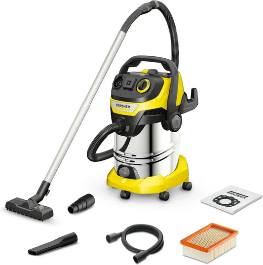 Aspirapolvere KARCHER WD 6 PS per Polvere e Liquidi, 30L in Acciaio Inox, 1300W, Presa Portatile