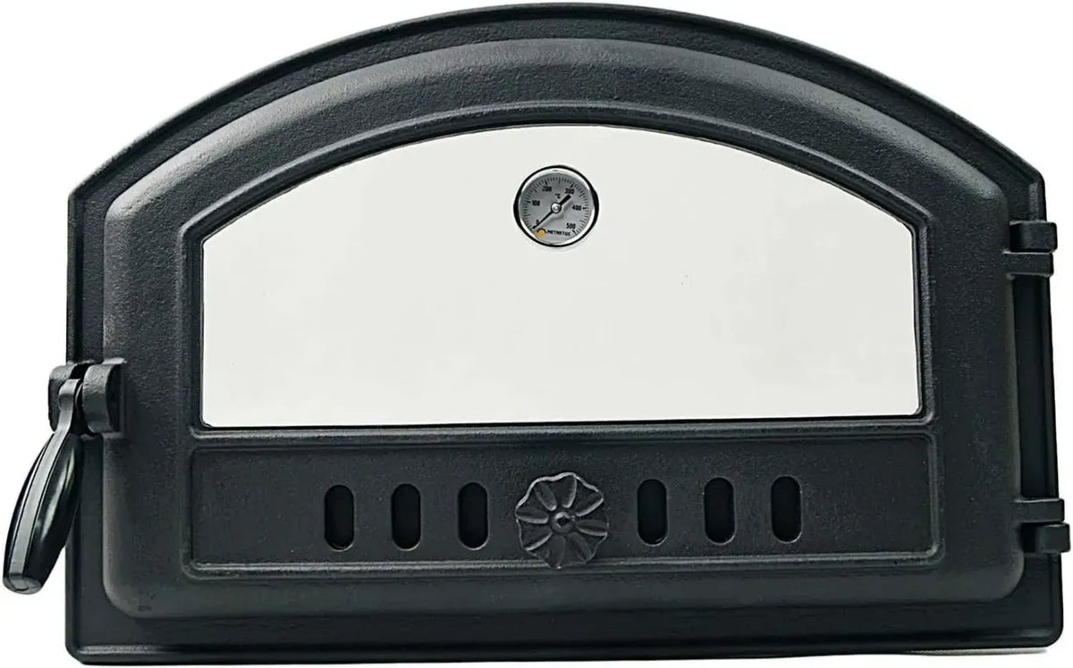 Porta in Ghisa con Vetro e Termometro per Forno a Legna da Giardino per Pizza