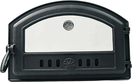 Porta in Ghisa con Vetro e Termometro per Forno a Legna da Giardino per Pizza
