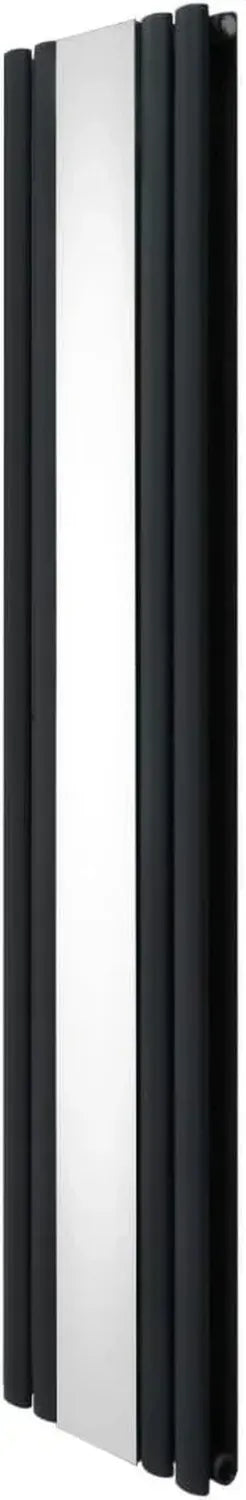Termosifone Verticale con Specchio 1800x380mm, Doppia Colonna in Acciaio Antracite Opaco per Cucina e Bagno