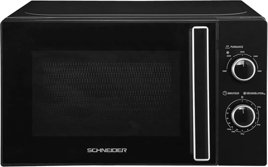 Forno a Microonde Schneider 20L, 700W, Nero, 5 Livelli Potenza, Piatto 25,5 cm