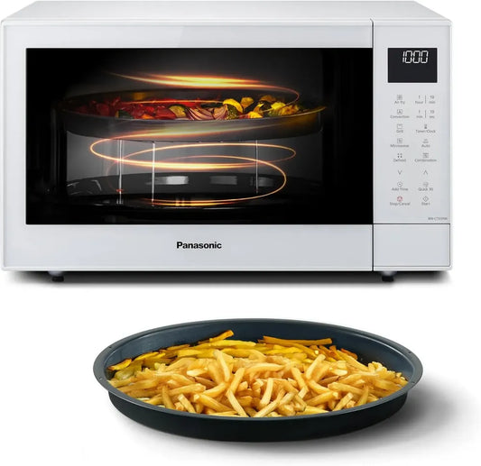 Panasonic NN-CT55RWEPG Microonde Combinato 4 in 1 con Friggitrice ad Aria, 27L, Inverter 1000W, Grill 1300W, Convezione, 19 Programmi, Bianco