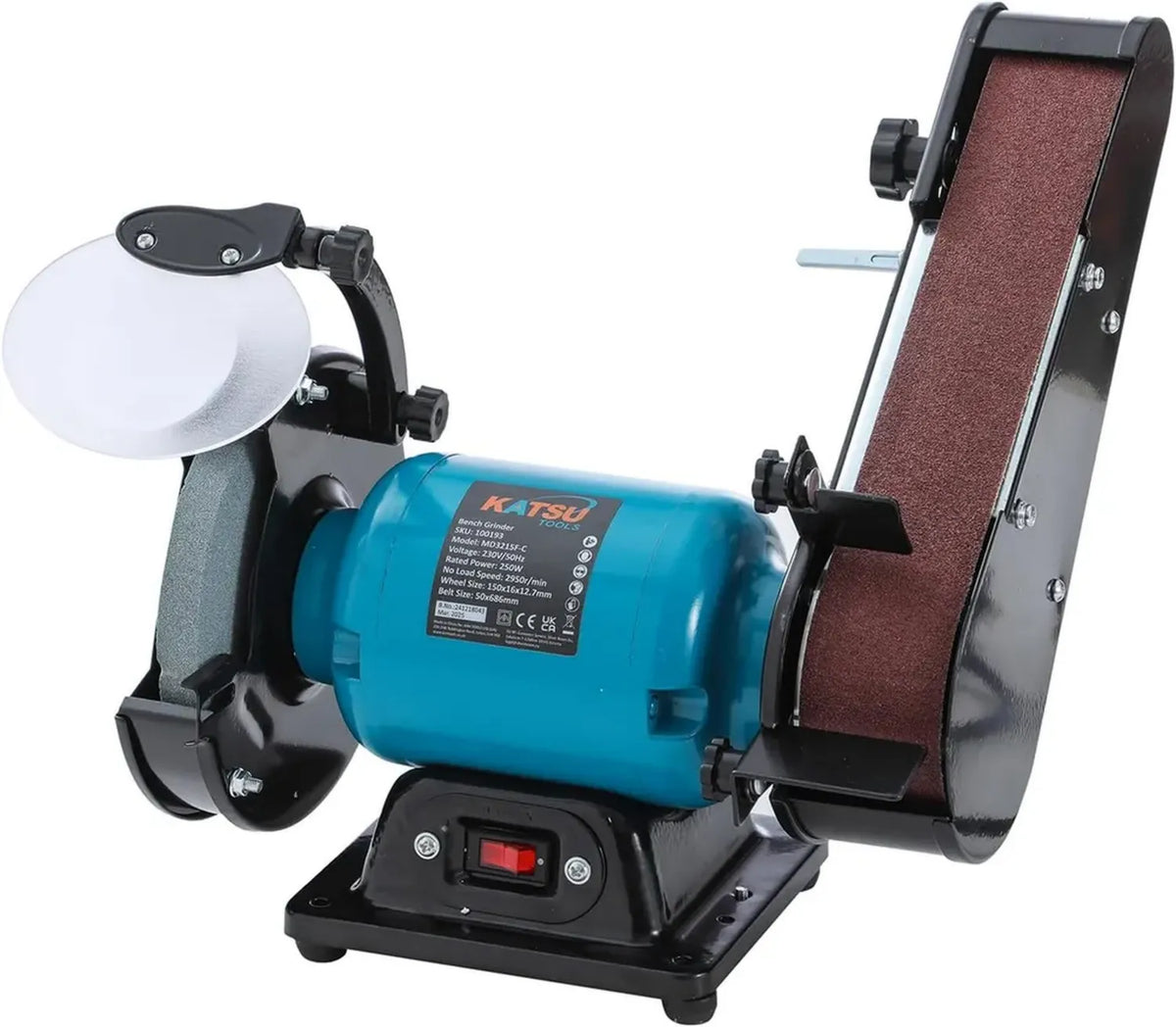 Smerigliatrice e Levigatrice a Nastro 2 in 1 da 250W, Disco 150mm, Nastro 50x686mm per Legno e Metallo