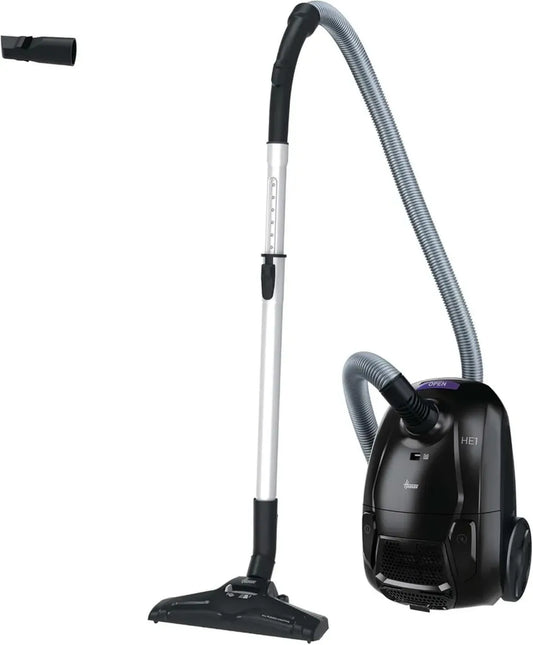 Hoover HE1 Aspirapolvere potente e compatto con sacco per pavimenti e tappeti, Filtro EPA, 2,5L, Raggio 7,5m