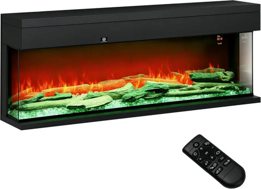 Caminetto Elettrico da Incasso 1800W con Effetto Fiamma 3D e Telecomando