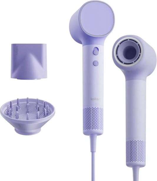 Laifen Neo Asciugacapelli Ultra Veloce con Tecnologia Ionica e Motore Brushless, Controllo Intelligente della Temperatura, Due Ugelli Magnetici (Viola)