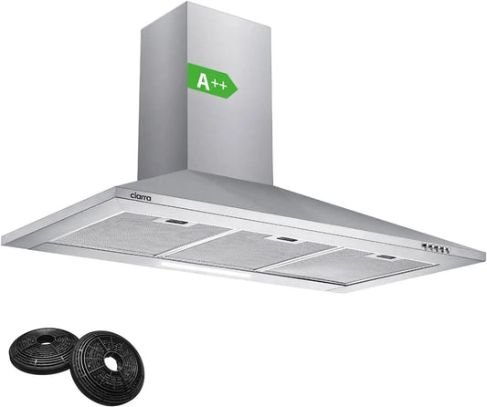 CIARRA CBCS9201 Cappa Aspirante 90 cm A++, 370 m³/h, 3 Velocità, Filtro a Carbone per Cucina