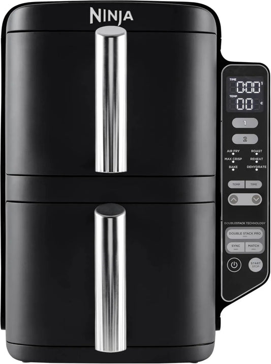 Friggitrice ad Aria Ninja SL300EU DualZone, 2 Scomparti, 7,6L, Spazio-Efficiente, 6 Modalità di Cottura, Nero