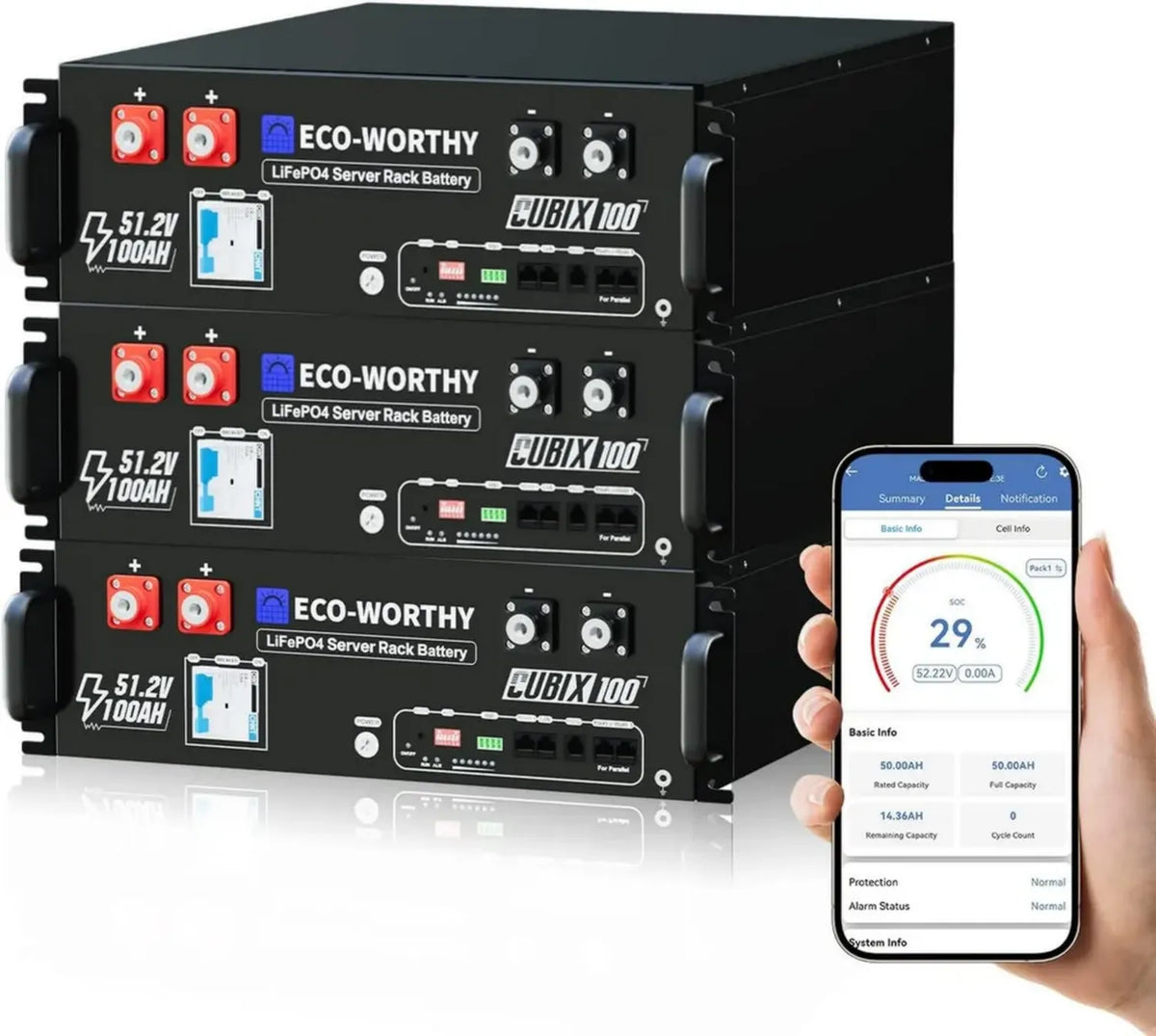 Batteria LiFePO4 48V 100Ah con Bluetooth e BMS 100A per Impianti Solari