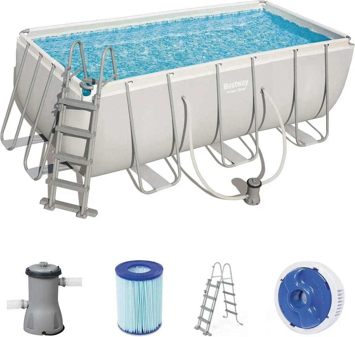 Piscina rettangolare Power Steel con filtro a cartuccia