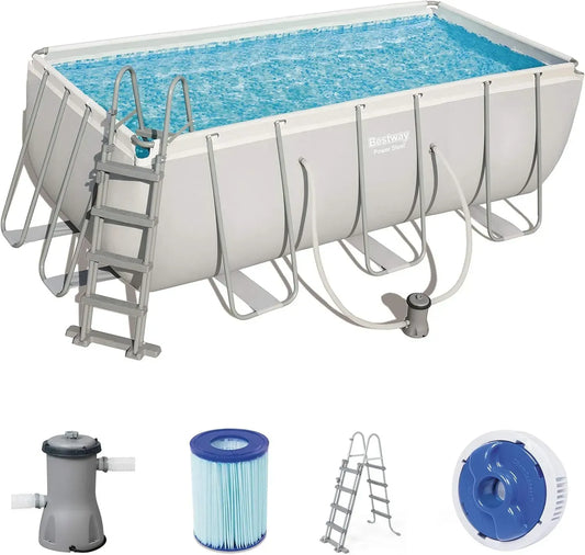 Piscina rettangolare Power Steel con filtro a cartuccia